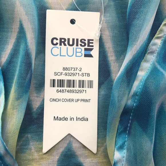 CCruise Club Blue Yellow Chevron Sheer Swim Coverup - Picture 4 of 4